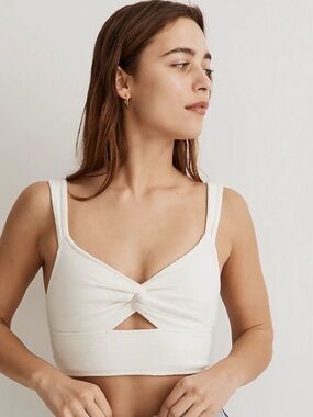 Madewell Twist Front Crop Tank - Cream